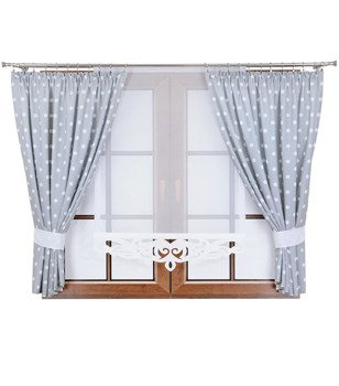 Komplet 2 zasłony szare groszki E1 panel z ażurem Rubi V kropki