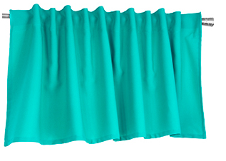 Ozdobny lambrekin z tkaniny matowej turkusowy