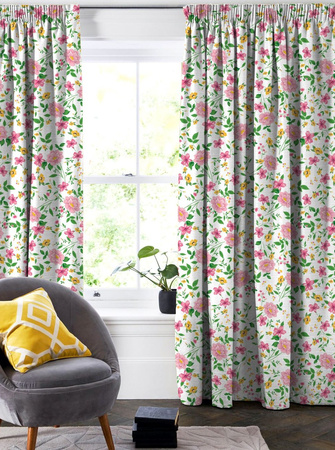 Zasłona Glam aksamitna welurowa biała w śliczną kolorowa łąkę G23 welwet