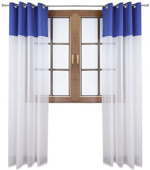 Firana duo z woalu i tkanina matowa szafirowa Inez II