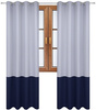 Zasłona duo jasno szara z pasem na dole granatowym Soma