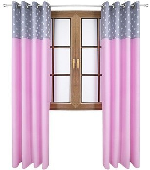 Zasłona jasno różowa matowa  duo groszki Rubi 2 wzór E1 kropki