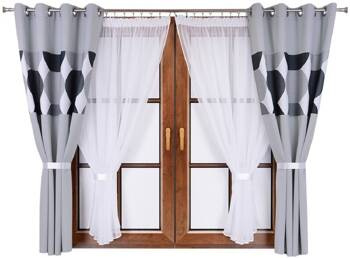 Komplet zasłony jasno szare duo koła F1 dwa kokony z woalu Cindy 3