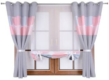 Komplet zasłony duo koła róż F2 panel z woalu Cindy 5