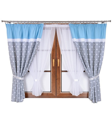 Zestaw dziecięcy zasłony w groszki firany z woalu Mika II wzór 5 kropki