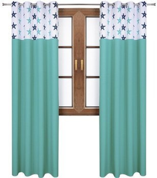 Zasłona turkusowa matowa  duo gwiazdki Rubi 2 wzór U1