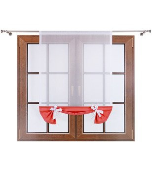 Uroczy panel z woalu dół matowy i kokardki Demi II koralowy