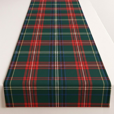 Bieżnik w kratę czerwono zielony klasyczna dekoracja na stół ławę 