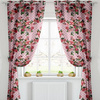 Zasłona różowa w wzory Rubi białe kropki różowe kwiaty kropki wzór J5