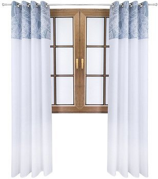 Zasłona biała matowa  duo liście Rubi 2 wzór D1