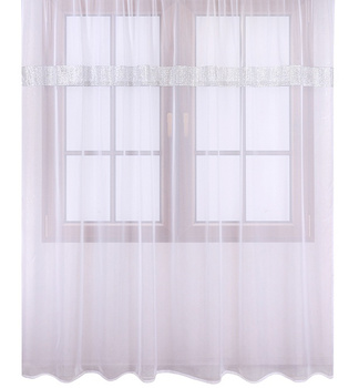 Elegancka firana z białego woalu zdobiona cyrkonią srebrną LEXY A SALE S48