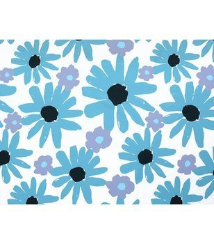 Materiał na metry z nadrukiem turkusowe kwiaty wzór J2 na zasłony