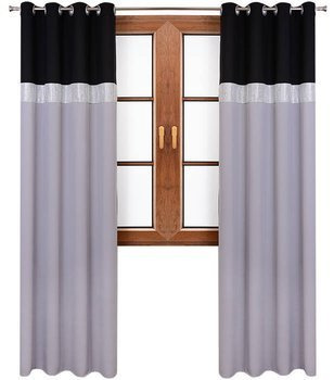 Zasłona matowa Ariel II jasno szara pas czarny z cyrkoniami