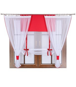 Komplet 2 firany panel z kokardkami Vigo II czerwony