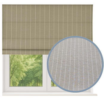 Roleta rzymska lniana len w prążki z naturalnego lnu w pionowe paski chłodny beż