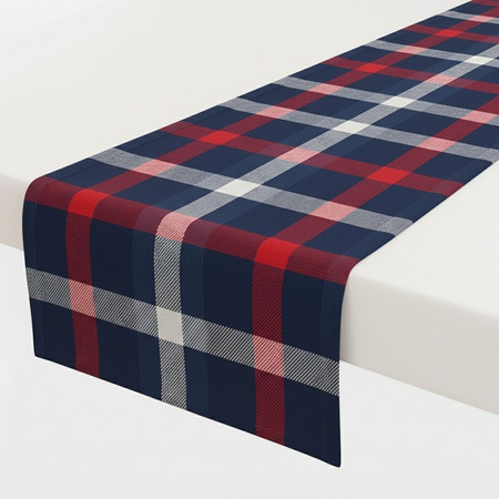 Bieżnik świąteczny w kratkę granatowo bordowy dekoracja na stół ławę boże narodzenie