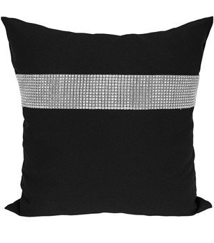 Poszewka dekoracyjna ozdobiona cyrkoniami czarna
