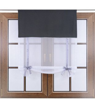 Uroczy panel ekran z woalu Vigo z kokardkami czarny