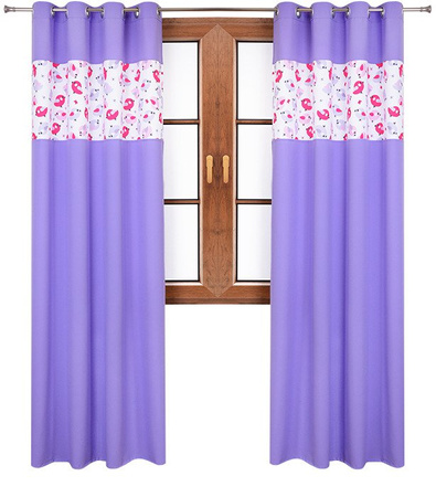 Zasłona matowa duo ptaszki Cindy wzór T1 jasno fioletowa