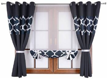 Komplet zasłony duo maroko grafitowe A2 panel z woalu Cindy 5