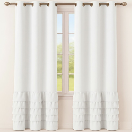 Elegancka zasłona gładka matowa z falbanami Carmen biała