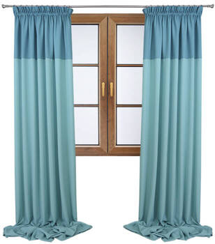Stylowa zasłona duo jasno turkusowa z pasem na górze turkusowym Massa