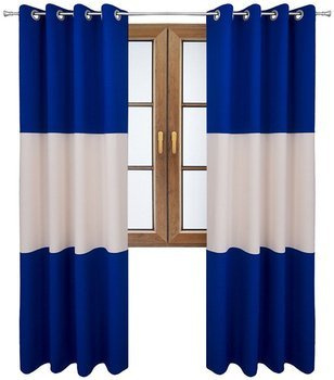 Zasłona gładka matowa trio Sally kobaltowa z kremem