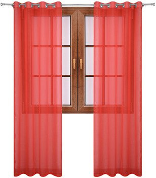 Klasyczna firana zasłona z woalu czerwona