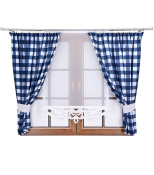 Komplet 2 zasłony granatowa kratka M2 panel z ażurem Rubi V