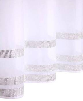 Elegancka firana z bialego woalu ozdobiona cyrkonią srebrna złota czarna Lupita