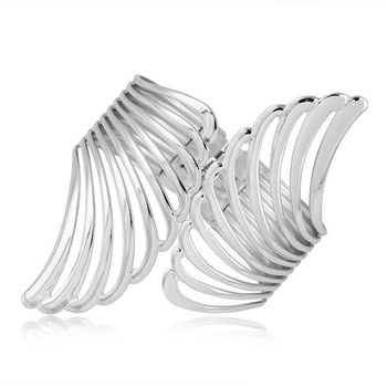 Elegancka spinka klamra srebrna do firan zasłon klips skrzydła