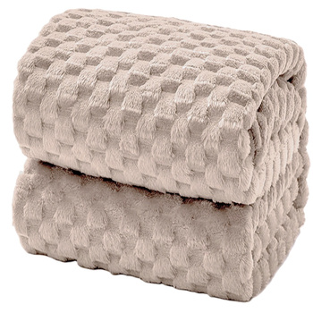 Gruby koc wytłaczany wzór efekt 3D narzuta pled na łóżko kanapę miękki jasny beżowy