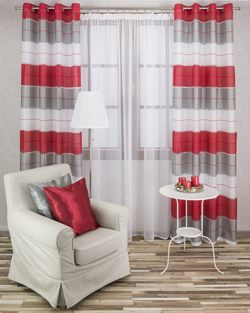 Elegancka zasłona w pasy brąz ecru wzór 12