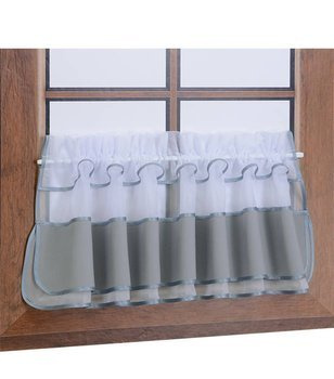 Zazdrostka z woalu i tkaniny matowej jasno szara Bari z falbanką