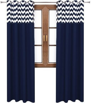 Zasłona granatowa matowa  duo zygzaki Rubi 2 wzór B5