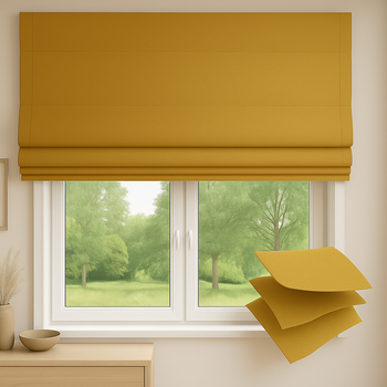 Roleta rzymska zaciemniająca do 100 % blackout na wymiar musztardowa miodowa