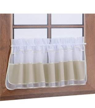 Zazdrostka z woalu i tkaniny matowej chłodny beż Bari z falbanką