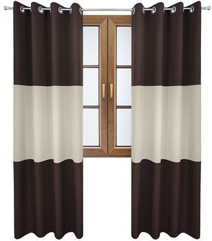 Zasłona gładka matowa trio Sally gorzka czekolada z beżem