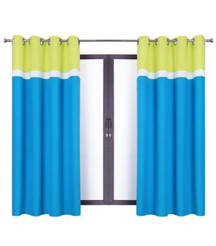 Urocza zasłona trio niebieska pas biały limonka Maiko wzór 7