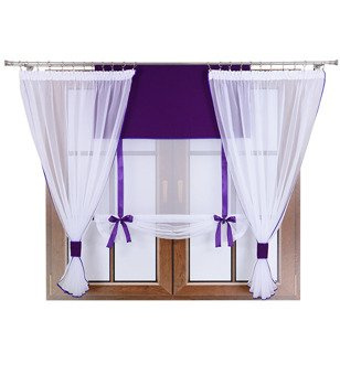 Komplet 2 firany panel z kokardkami Vigo II bakłażanowy