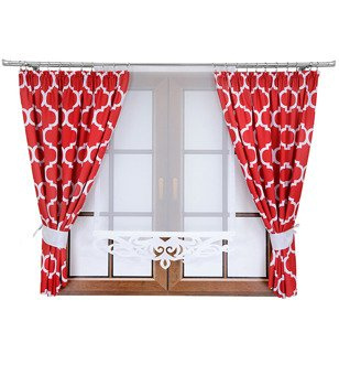 Komplet 2 zasłony czerwone maroko A5 panel z ażurem Rubi V