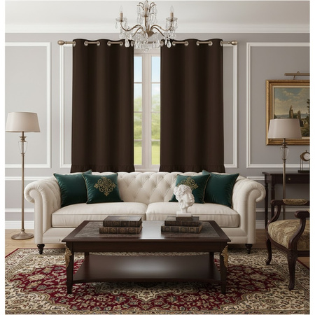 Elegancka zasłona gładka matowa z falbanami Carmen gorzka czekolada