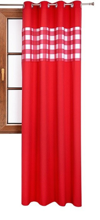 Zasłona matowa duo kratka czerwona Cindy wzor M1