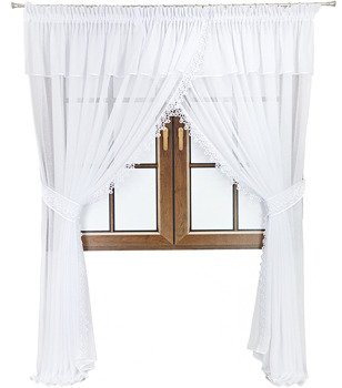 Firana z woalu deszczyk ozdobiona gipiurą  Alice