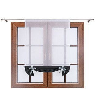 Uroczy panel z woalu dół matowy i kokardki Demi II grafitowy