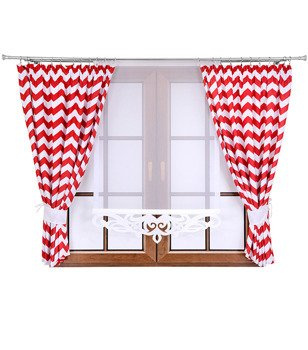 Komplet 2 zasłony czerwone zygzaki B4 panel z ażurem Rubi V