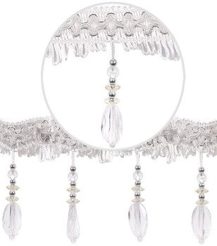 Dekoracyjna taśma z koralikami do firan i zasłon wzór 17 biały z złotym dodatkiem