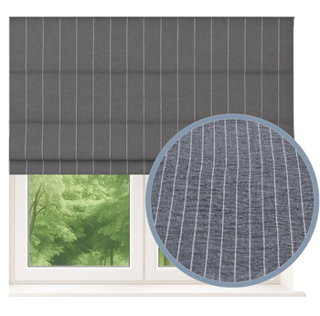 Roleta rzymska lniana len w prążki z naturalnego lnu w pionowe paski grafitowa