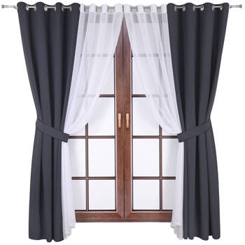 Klasyczny komplet zasłon matowych i firan z woalu Clara II