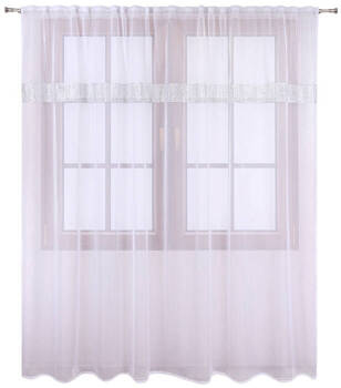 Elegancka firana z białego woalu zdobiona cyrkonią srebrną złotą czarną LEXY A